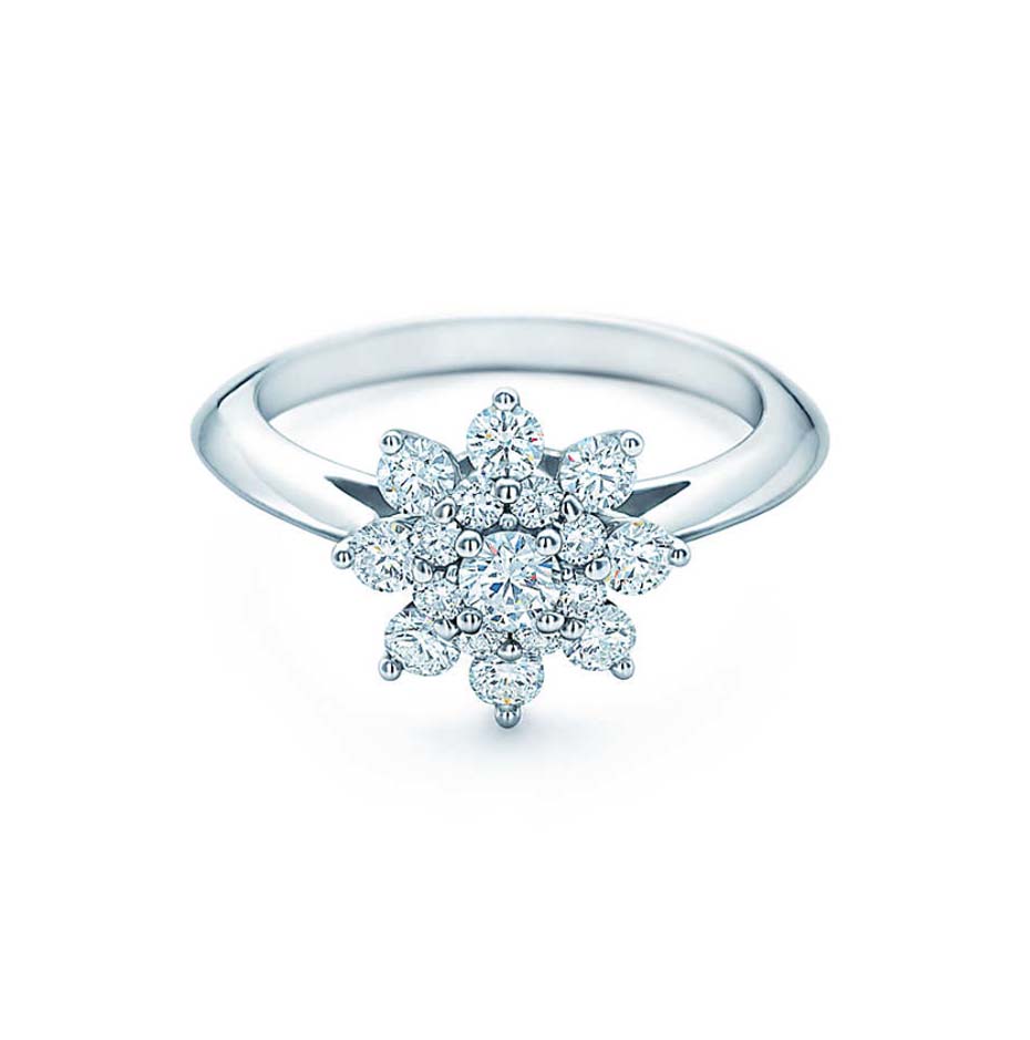 Tiffany Co. Flower engagement ring with petals of round